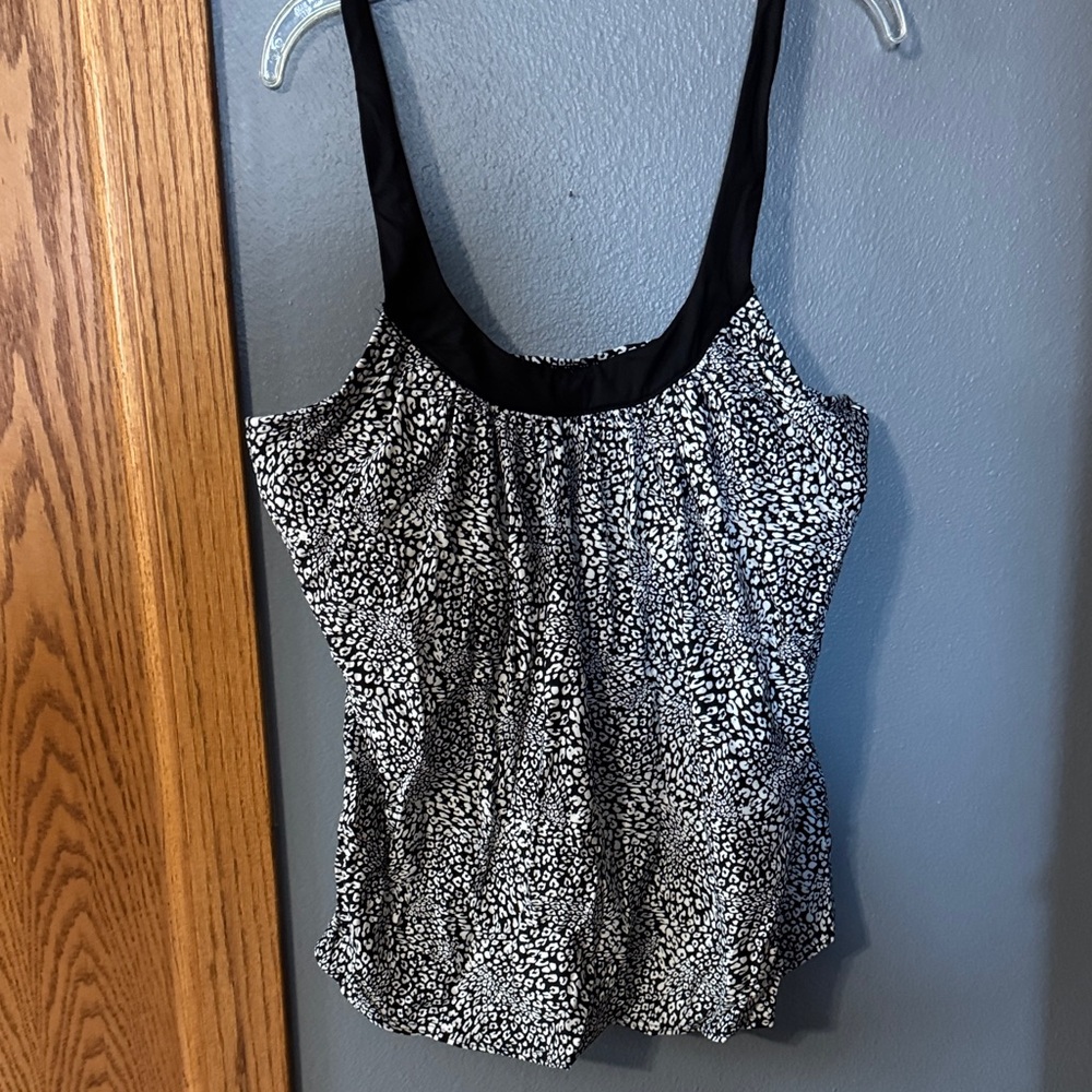 Black and White Women's Swim Top